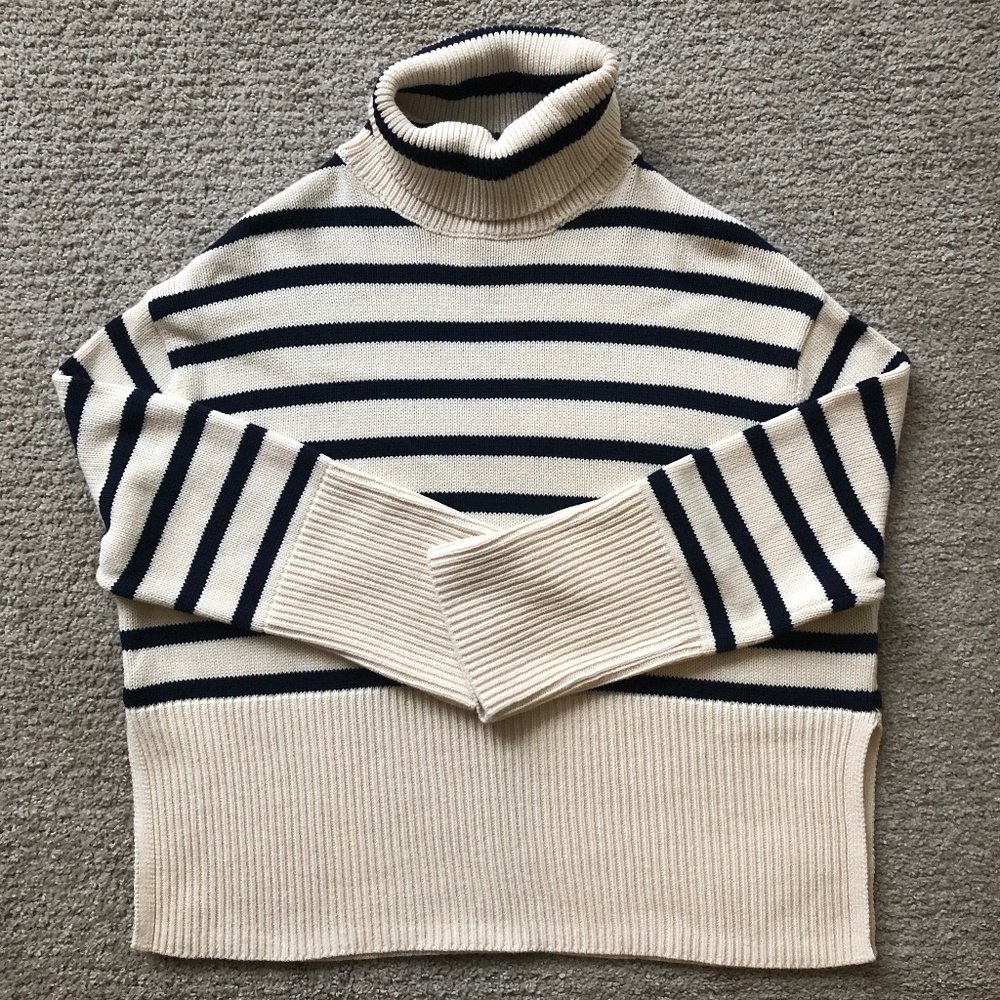 GAP Cream and Black Striped Sweater